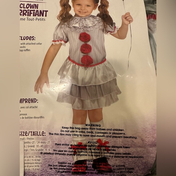 FAST Ship!! Fun World Carnival Creepy Clown Kids Halloween Costume S/L/XL NWT - Picture 9 of 9